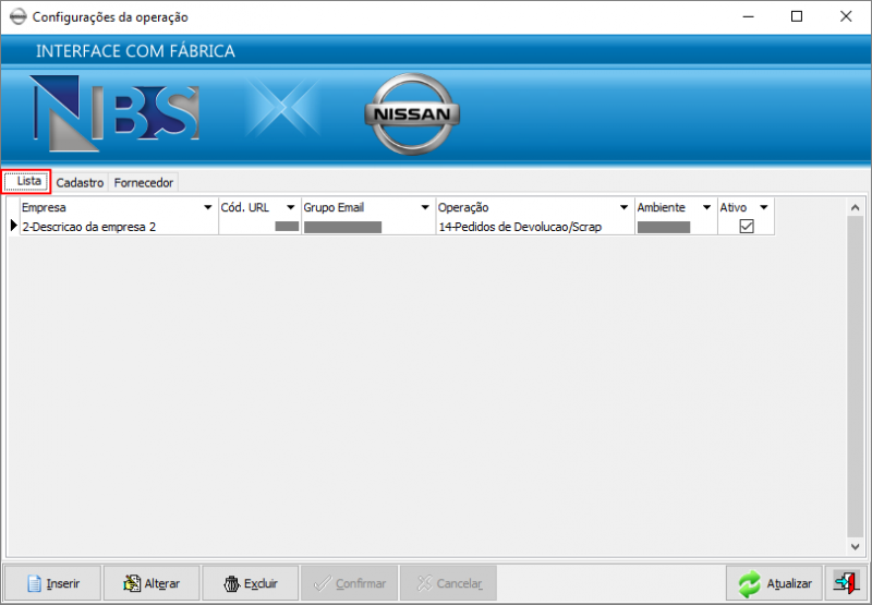 Nisssan Extrator - Parametros - Cruzamento Empresa x Operacao - OP 14 - Aba Lista.png