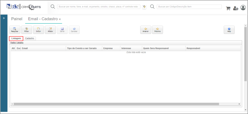 CRM Parts - Tabelas - Canal - Email-Cadastro - Aba Listagem.png