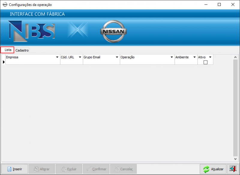 Nisssan Extrator - Parametros - Cruzamento Empresa x Operacao - OP 18 - Aba Lista1.png