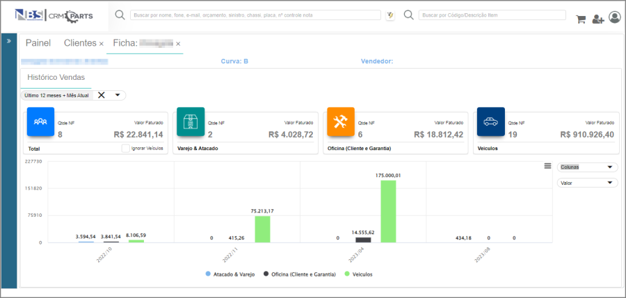 CRM Parts - Gerenciamento - Clientes - Botão Vendas - Histórico Vendas1.png