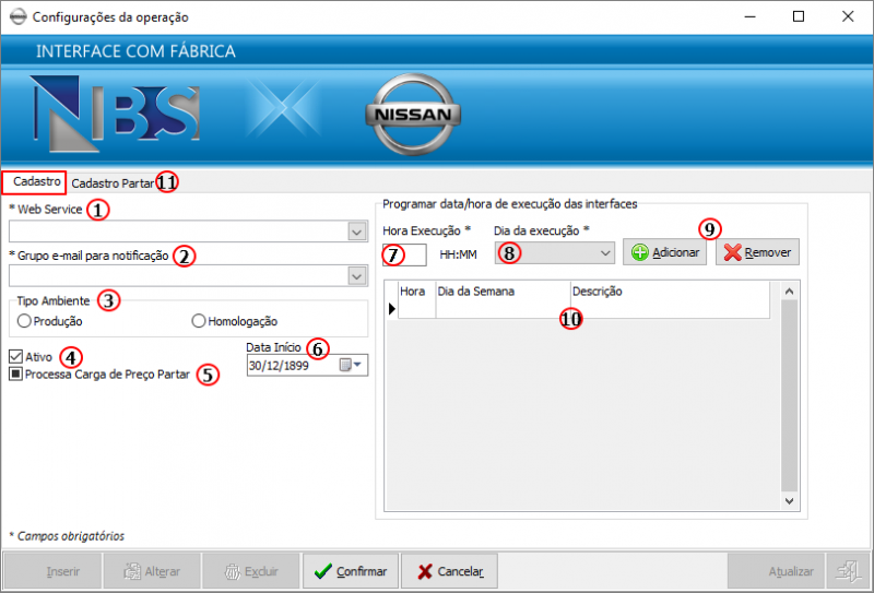 Nisssan Extrator - Parametros - Cruzamento Empresa x Operacao - OP 10 - Aba Cadastro.png
