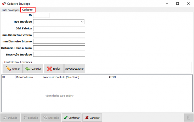 NBSRecap - Tela Menu Principal - Tabelas - Envelopes - Form Cadastro Envelopes - Aba Cadastro.png