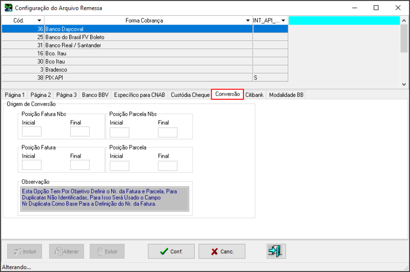 Sisfin - Tabelas - Cobrança Bancaria - Configuração Empresa Banco - Aba Conversão.png