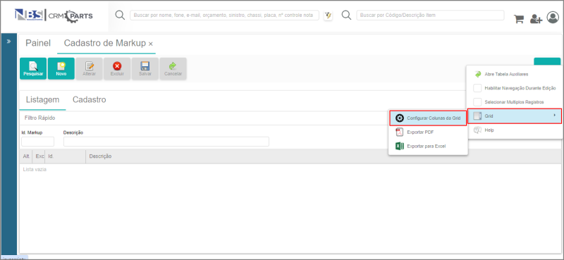 CRM Parts - Tabelas - Peças - Markup - Botão Mais Opções - Opção Grid - Opção Configuração Colunas da Grid.png