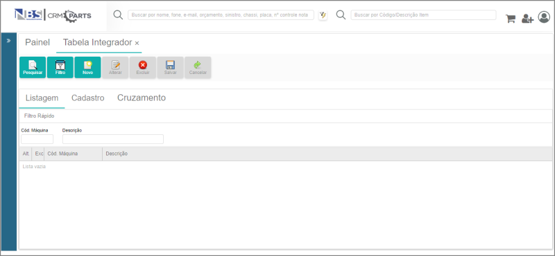 CRM Parts - Tabelas - TEF - Integração Caixa - Aba Listagem.png