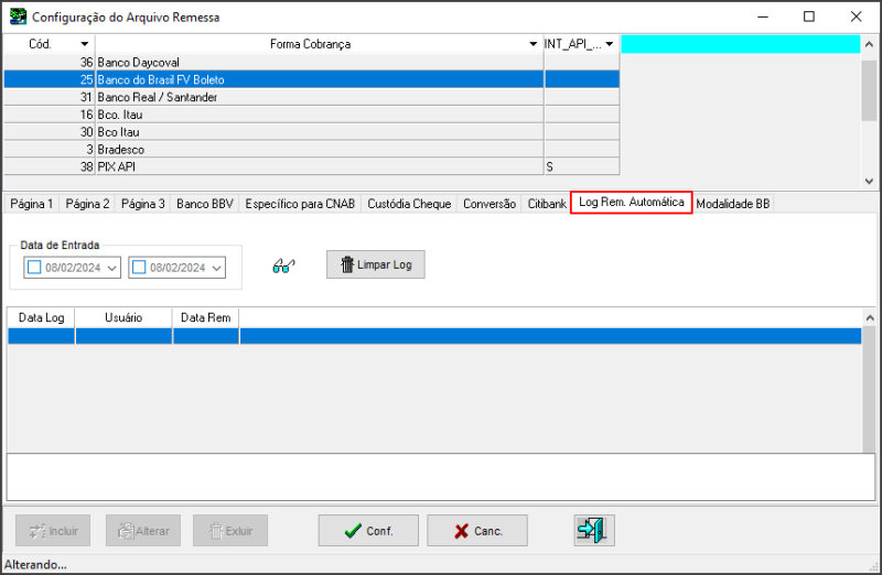 Sisfin - Tabelas - Cobrança Bancaria - Configuração Empresa Banco - Aba Log Rem. Automática.png